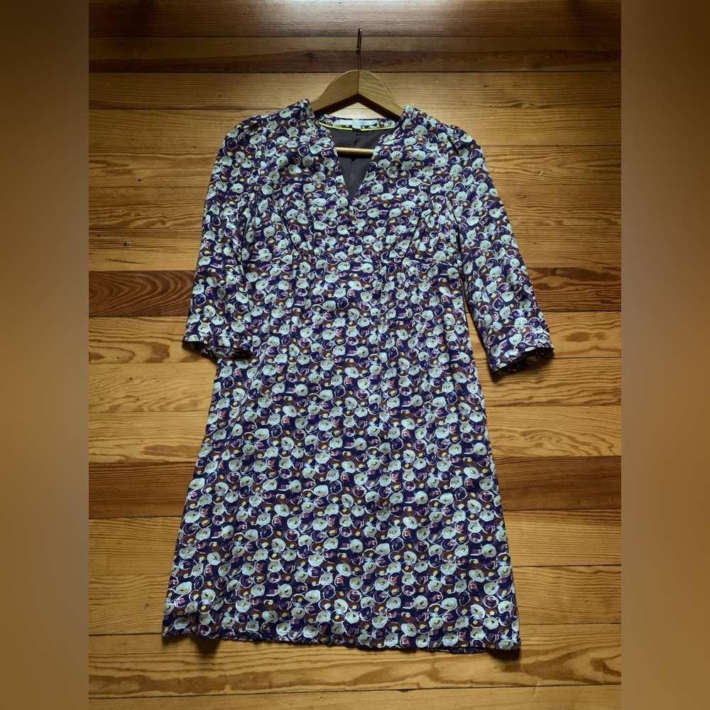 Boden Navy Blue & Cream Floral Print Sheath Dress 6